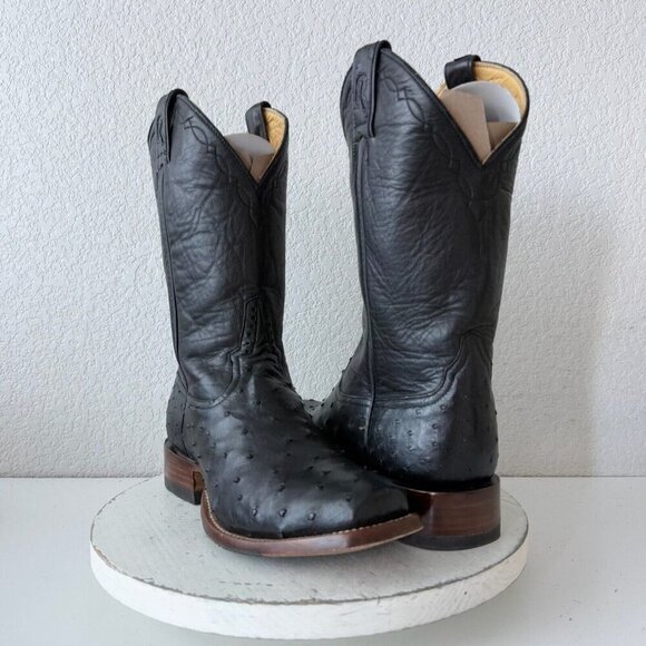 Rod Patrick Womens Cowboy Boots Size 9E Black Full Quill Ostrich Cowgirl Western - Picture 11 of 11